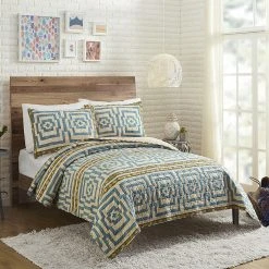Peking Sky Blue Hypnotic Quilt Set By Jungalow®