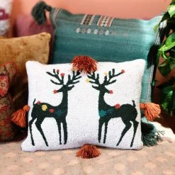 Peking Reindeer Games Hook Pillow By Jungalow® Hook Pillows