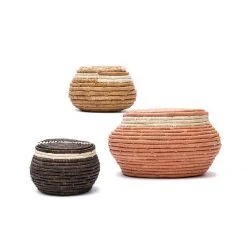 AAA Tabletop + Kitchen Set Of Peach + Tan Raffia Baskets