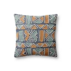 Loloi Rugs All Pillows Navy Linen Shapes Pillow