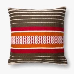 Loloi Rugs Brown Striped Outdoor Pillow