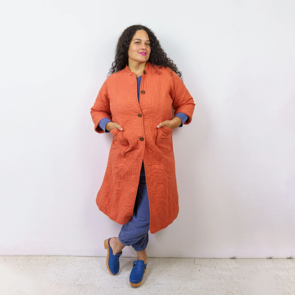 Peking Hamsa Quilted Coat In Coral By Jungalow® 4 Peking Hamsa Quilted Coat In Coral By Jungalow®