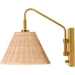 Surya All Lighting Rattan + Gold Sconce 14 Surya All Lighting Rattan + Gold Sconce