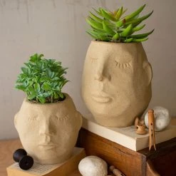 Kalalou Ceramic Face Planter Set