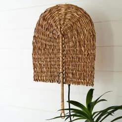 Kalalou Seagrass Fan Wall Sconce Lamp