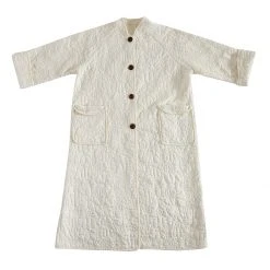 Peking Hamsa Quilted Coat In Porcelain By Jungalow® Coats/Robes