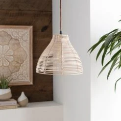 Surya Sand Rattan Lighting Pendant