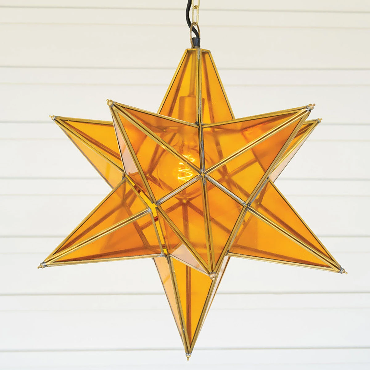 Kalalou All Lighting Amber Glass Star Pendant Light 3 Kalalou All Lighting Amber Glass Star Pendant Light