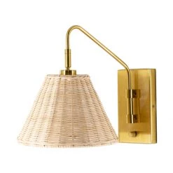 Surya All Lighting Rattan + Gold Sconce 12 Surya All Lighting Rattan + Gold Sconce