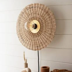 Kalalou Rattan Wall Sconce Lamp All Lighting