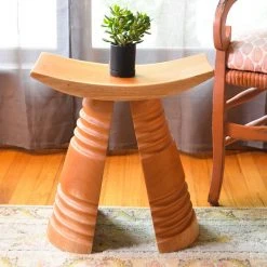 Swahili African Modern Hand Carved Cedrela Stool