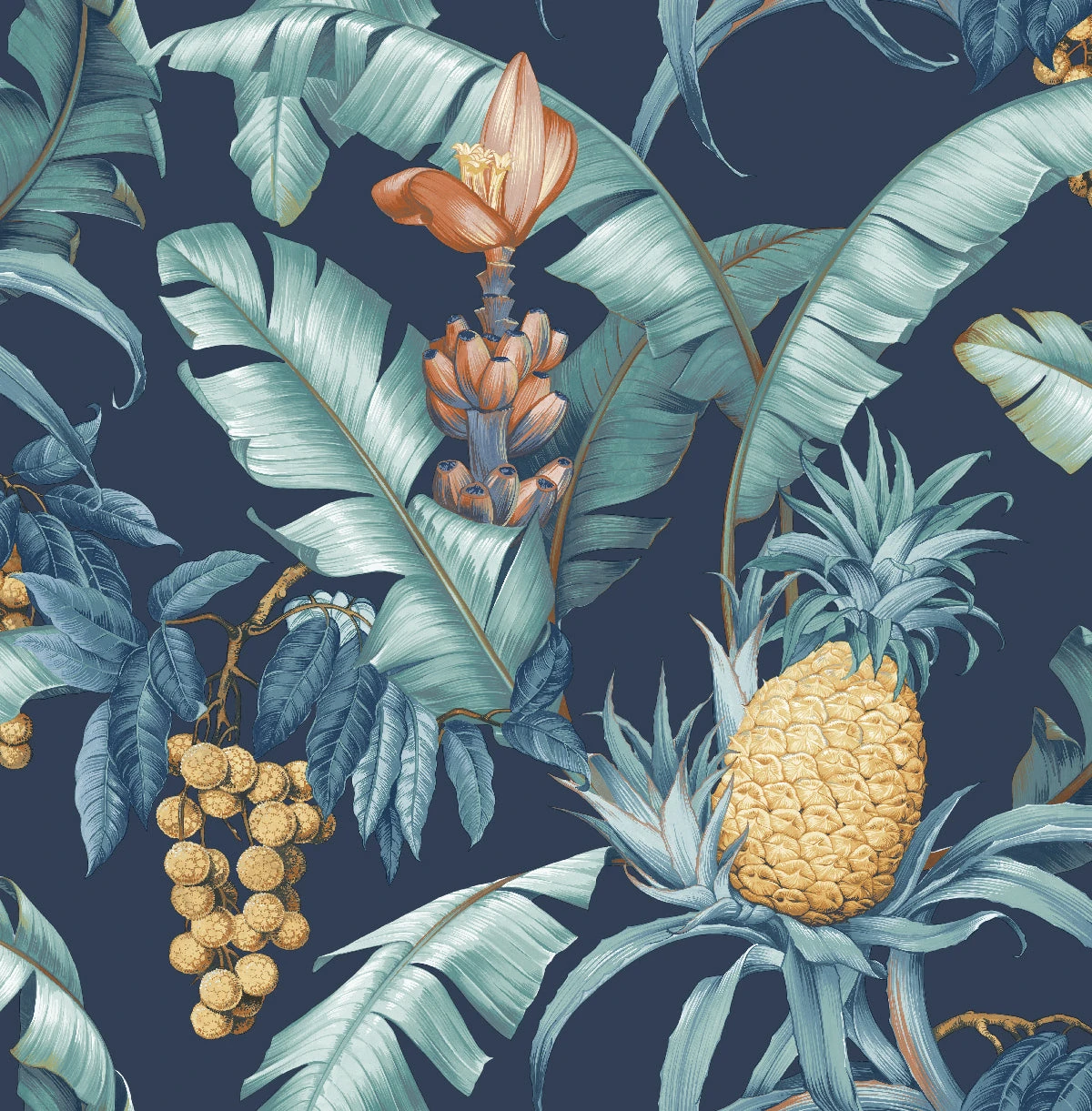 Jungalow® Abundance Wallpaper In Blue 3 Jungalow® Abundance Wallpaper In Blue